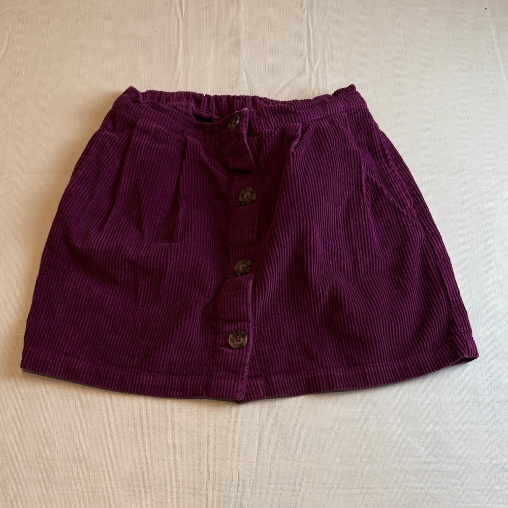 GAP Kids Magenta Purple Button Front Corduroy Mini Skirt Size M